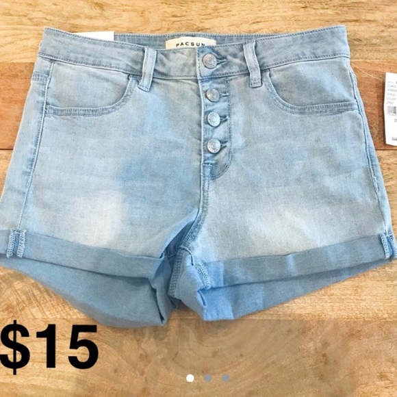 High rise blue shorts - Picture 1 of 3